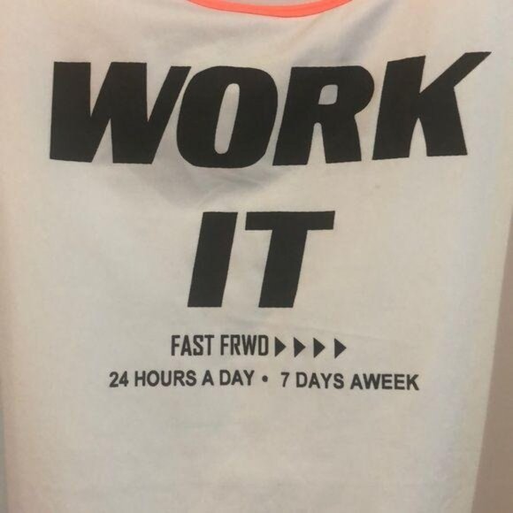 Bobbie Brooks Womens Plus Size 2X "Work It" Tank Top White & Neon Pink Sleeveles - Picture 2 of 5